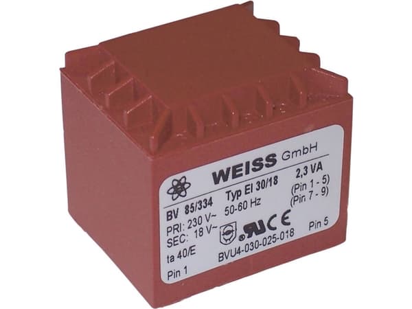 Weiss Elektrotechnik 85/332 Utskriftstransformator 1 x 230 V 1 x 12 V/AC 2,30 VA 192 mA
