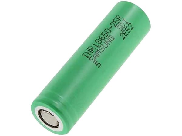 Samsung NR18650-25R Special-batteri 18650 Højstrømskompatibel, Tåler høj temperatur, Flat-Top Litium 3.6 V 2500 mAh