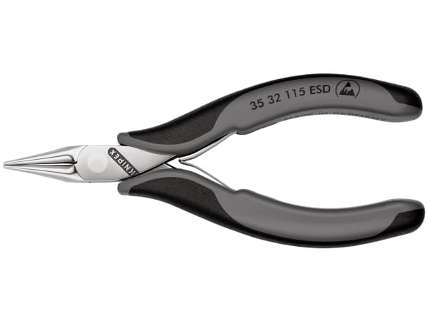 Knipex 35 32 115 ESD, Nesetang, Stål, Plast, Sort, Grå, 115 mm, 70 g
