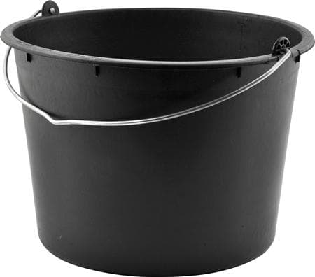 Kraftig sort spand 20L med metalhank. Er syrefast Temperature -40°C op til +40°C. K: 26,5 cm Invendig Ø: 27,5cm bund og 35,5 cm top