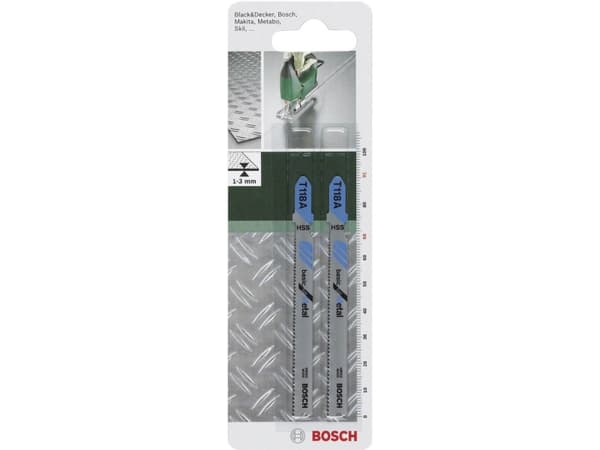 Bosch 2609256729, Sticksågsblad, Metallplåt (tunn), Snabbstål (HSS), Blå, Rostfritt stål, 17 - 23, 1 mm