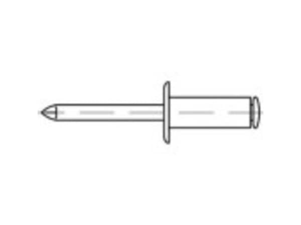TOOLCRAFT 160330 Åben blindnitte (Ø x L) 4 mm x 10 mm Aluminium Stål 500 stk