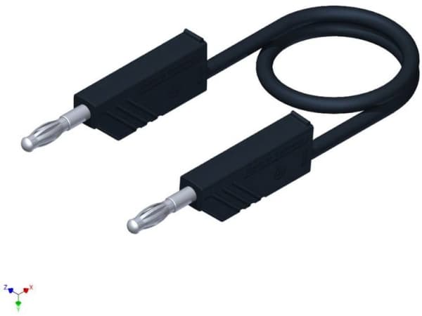 SKS Hirschmann CO MLN SIL 200/1 Silikonemåleledning, loddekolbebestandig, , Sort stabelbart stik med dia. 4 mm