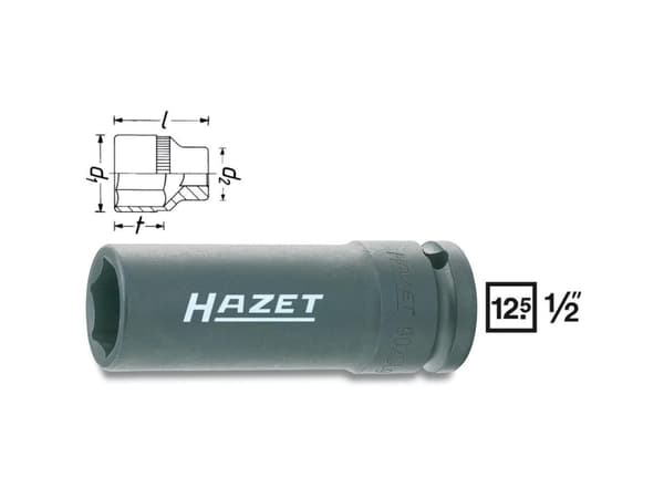 HAZET 902SLG-17, Slaghylsa, Svart, 1 huvuden, 1/2", Metrisk, 17 mm