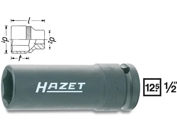 HAZET 902SLG-17, Slaghylsa, Svart, 1 huvuden, 1/2", Metrisk, 17 mm