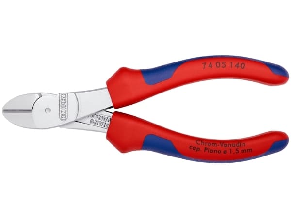 Knipex 74 05 140, Sivuleikkurit, Kromivanadiini-teräs, Muovi, Sininen, Punainen, 140 mm, 157 g