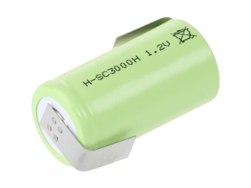 Mexcel -SC3000H Special-batteri Sub-C Tåler høj temperatur, Z-loddefane, Flat-Top NiMH 1.2 V 3000 mAh
