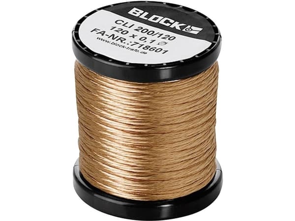 Block Lakeret kobbertråd Udvendig diameter (inkl. isoleringslak)=0.10 mm 60 x 0.1 mm 48 m 0.20 kg 0.20 kg