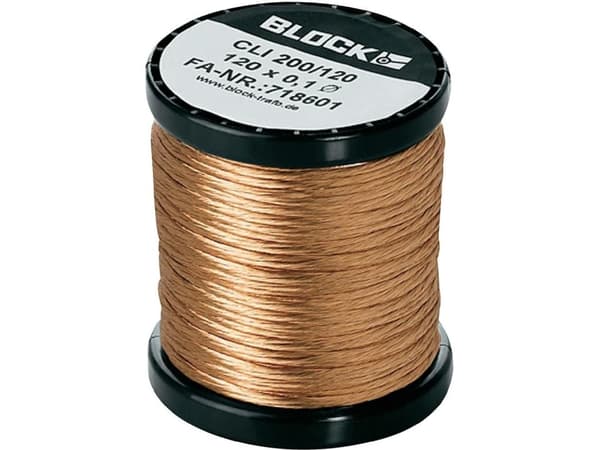 Block Lakeret kobbertråd Udvendig diameter (inkl. isoleringslak)=0.10 mm 60 x 0.1 mm 48 m 0.20 kg 0.20 kg