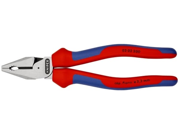 Knipex 02 02 200, Kombinasjonstang, Stål, Plast, Blå, Rød, 200 mm, 342 g