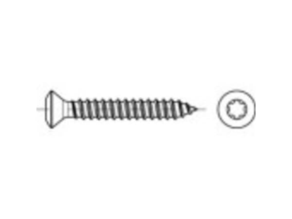 TOOLCRAFT 145464 Allekkain kiinnitettävät linssin avainruuvit 6,3 mm 32 mm Ristiinleikatut Philips DIN 7983 Teräs Sinkitty 100 kpl
