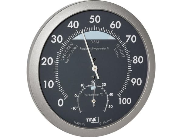 TFA - Värmehygrometer - analog - svart, silver