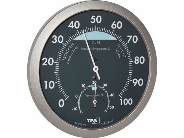 TFA - Värmehygrometer - analog - svart, silver