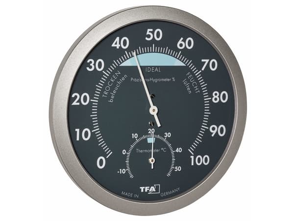 TFA - Värmehygrometer - analog - svart, silver