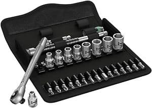 Wera 8100 SC 7, Hylsnyckeluppsättning, Svart, Krom, CE, Handtag till hylsnyckel, 1 styck, 1/2"