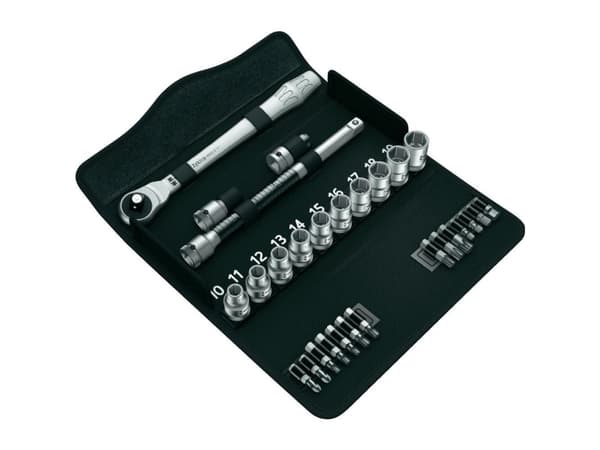 Wera 8100 SC 7, Hylsnyckeluppsättning, Svart, Krom, CE, Handtag till hylsnyckel, 1 styck, 1/2"