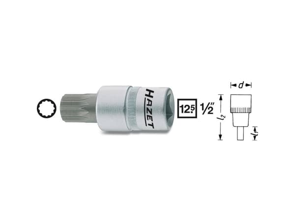 HAZET 990-12, 1 stykker, 25,4 / 2 mm (1 / 2"), Stål, 55 mm, 83 g