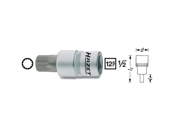 HAZET 990-12, 1 stykker, 25,4 / 2 mm (1 / 2"), Stål, 55 mm, 83 g