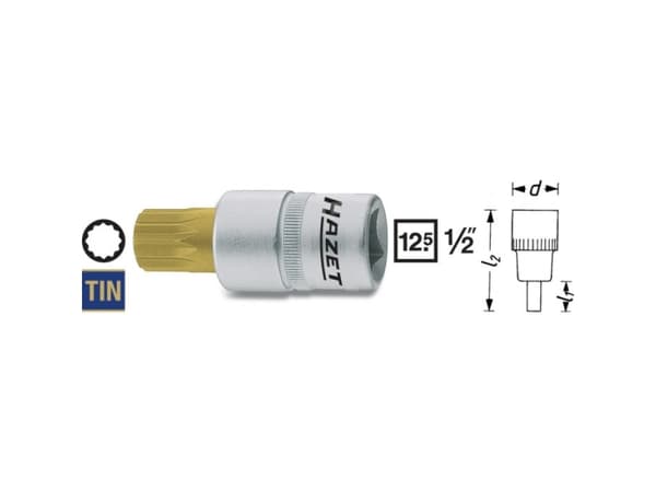 HAZET 990-12, 1 stykker, 25,4 / 2 mm (1 / 2"), Stål, 55 mm, 83 g