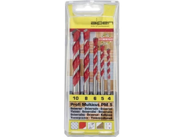 Hårdmetal Multibor-sæt 5 dele Alpen MultiCut 100705100 Cylinderskaft 1 Set