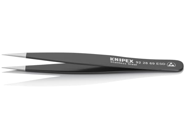 Knipex KP-922869ESD, Kromi-nikkeliteräs, Musta, Ruostumaton teräs, Kaareva, 1 kpl