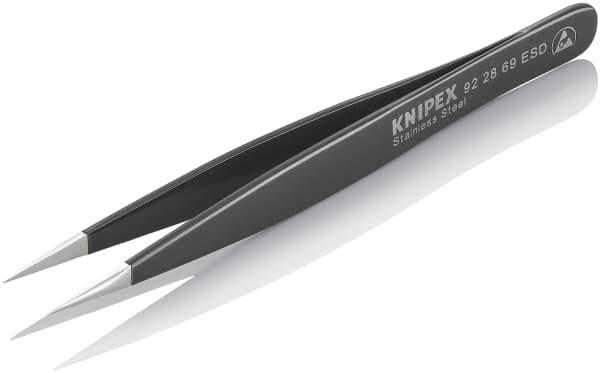 Knipex KP-922869ESD, Kromi-nikkeliteräs, Musta, Ruostumaton teräs, Kaareva, 1 kpl