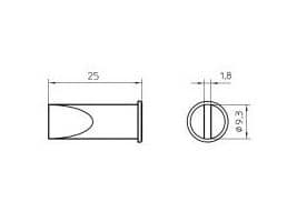Weller LHT F, Loddespiss, Weller, 1 stykker, 9,3 mm, 1,8 mm, 25 mm