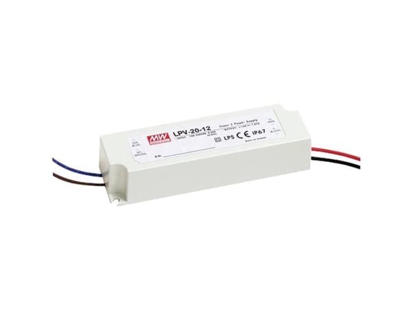 MEAN WELL LPV-20-24, 20 W, 90 - 264 V, 24 W, 50 - 60 Hz, 0,84 A, valkoinen