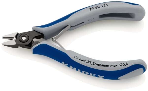 Knipex 79 62 125, Avbitartång, Kromvanadinstål, Plast, Blå, Grå, 125 mm, 58 g