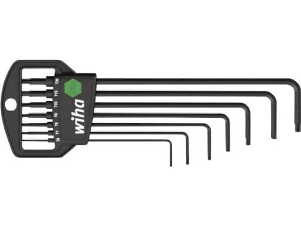 Wiha 366R HM7, L-kuusiokoloavain, T10, T15, T20, T6, T8, T9, Musta, Kromivanadiini-teräs, 62 g, 7 kpl