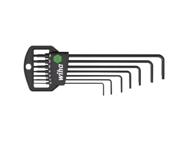 Wiha 366R HM7, L-kuusiokoloavain, T10, T15, T20, T6, T8, T9, Musta, Kromivanadiini-teräs, 62 g, 7 kpl