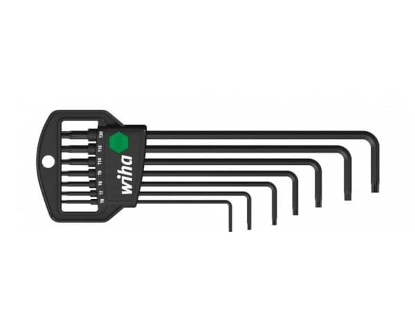 Wiha 366R HM7, L-torxnyckel, T10,T15,T20,T6,T8,T9, svart, krom-vanadiumstål, 62 g, 7 st