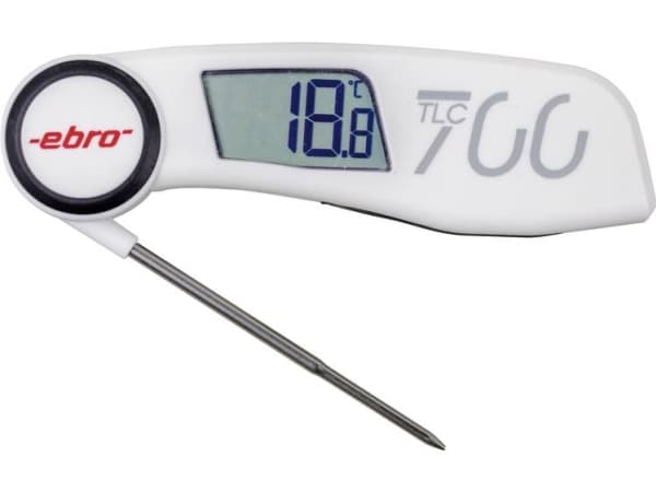 ebro TLC 700 upotuslämpömittari (HACCP) Mittausalue lämpötila -30 - +220 °C Anturityyppi NTC HACCP:n mukainen (elintarviketurvallisuus)