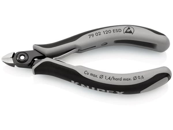 Knipex 79 02 120 ESD, Diagonal tang, 6,5 mm, 6,5 mm, 1,4 mm, 9 mm, Beskyttelse mot elektrostatisk utladning (ESD)