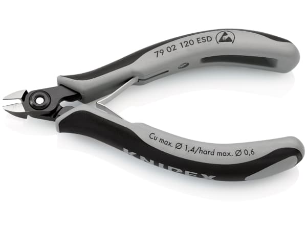 Knipex 79 02 120 ESD, Diagonal tang, 6,5 mm, 6,5 mm, 1,4 mm, 9 mm, Beskyttelse mot elektrostatisk utladning (ESD)