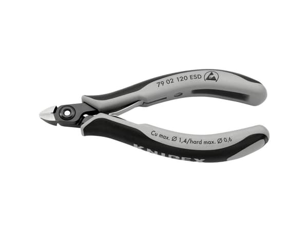 Knipex 79 02 120 ESD, Diagonal tang, 6,5 mm, 6,5 mm, 1,4 mm, 9 mm, Beskyttelse mot elektrostatisk utladning (ESD)