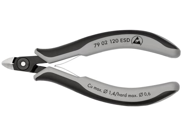 Knipex 79 02 120 ESD, Diagonal tang, 6,5 mm, 6,5 mm, 1,4 mm, 9 mm, Beskyttelse mot elektrostatisk utladning (ESD)
