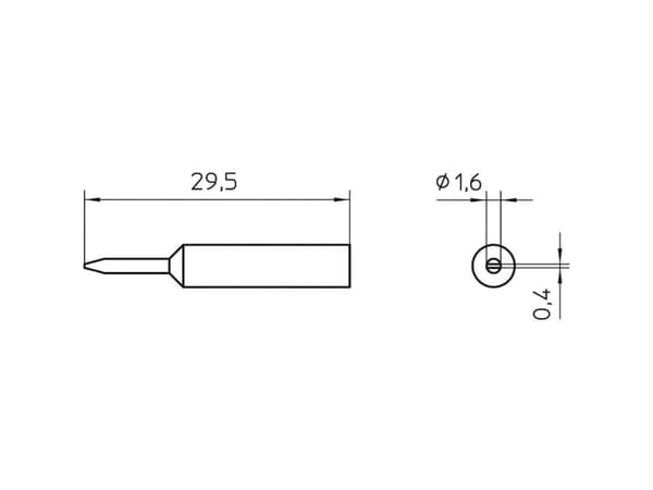 Weller XNT 6, Loddespiss, Alle merker, 1 stykker, 1,6 mm, 0,4 mm, 29,5 mm