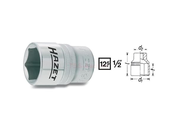 HAZET 900-9, 1 stykker, 25,4 / 2 mm (1 / 2"), Kromvanadiumstål, 38 mm, 50 g