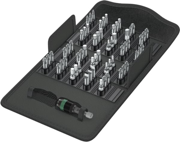 Wera Bit-Safe 61 Universal 1, Hylssats, 1/4", Metrisk, 61 huvuden, PH1, PH2, PH3, PZ1, PZ2, PZ3, 25 mm