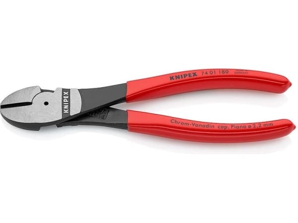 Knipex 74 01 140, Avbitartång, Kromvanadinstål, Plast, Röd, 140 mm, 131 g