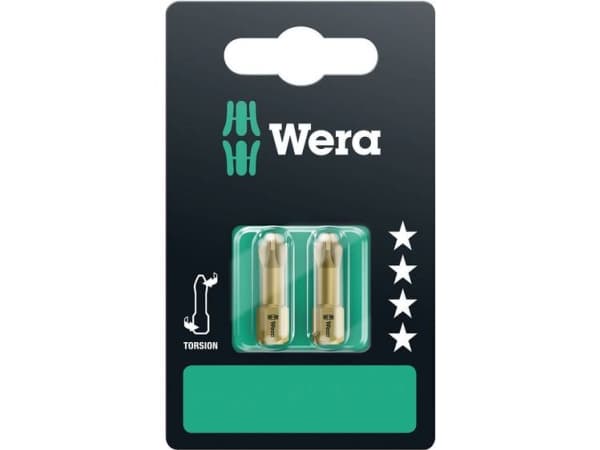 Wera 855/1 TH SB SiS Phillips-bitti PZ 2 Työkaluteräs extra kovaa D 6,3 1 kpl, 2 kpl, Phillips-ruuvimeisseli, 2 x PZ 2x25, ISO 1173-D, 2,5 cm, 60 mm