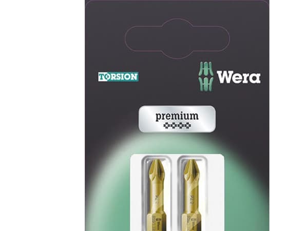 Wera 855/1 TH SB SiS Phillips-bitti PZ 2 Työkaluteräs extra kovaa D 6,3 1 kpl, 2 kpl, Phillips-ruuvimeisseli, 2 x PZ 2x25, ISO 1173-D, 2,5 cm, 60 mm