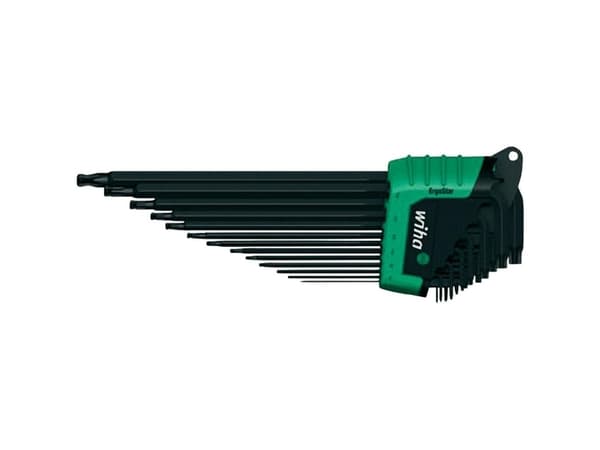 Wiha 36487, L-torx nøkkelsett, T10, T15, T20, T25, T27, T30, T40, T45, T5, T6, T7, T8, T9, Sort, Kromvanadiumstål, 470 g, 13 stykker