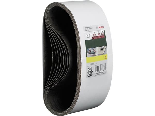 Bosch Tillbehör 2607017156 Slipbandssats Kornstorlek 60, 80, 100 (L x B) 457 mm x 75 mm 1 sats
