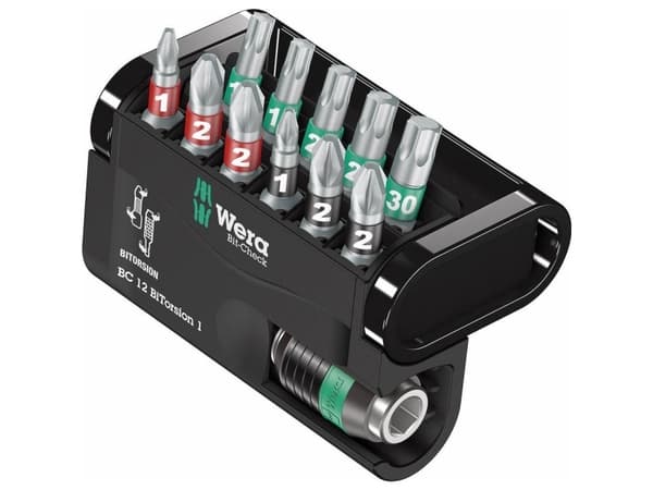 Wera Bit-Check 12 BiTorsion 1 - Skruvmejselbitsats - 12 delar - torx, phillips, pozidriv - hexagonalt - längd: 25 mm