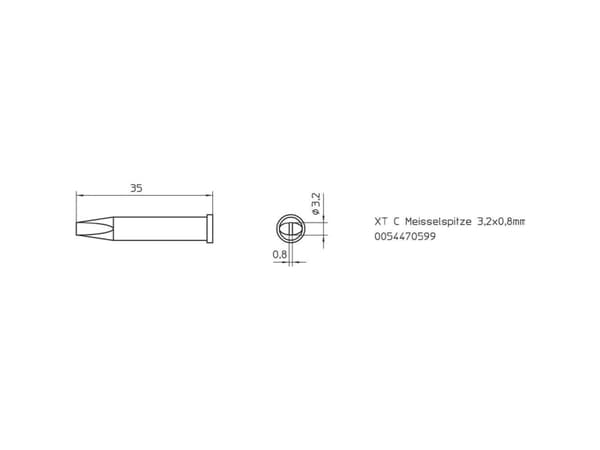 Weller T0054470599, Loddespiss, Weller, WP120, 1 stykker, 1,6 mm, 0,8 mm