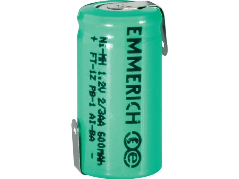 Emmerich 2/3 Mignon Zlf Special Battery 2/3 Aa Z Solder Lug Nimh 1.2 V 600 Mah