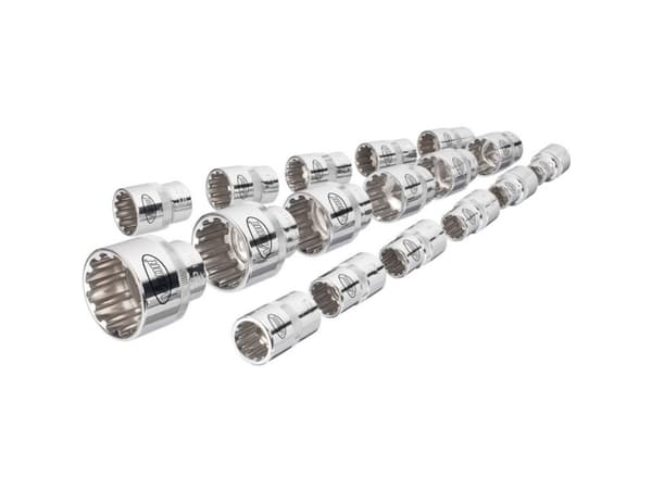 Vigor V1898, Støpselsett, 1/2", 17 hoder, 10,11,12,13,14,15,16,17,18,19,20,21,22,24,27,30,32 mm
