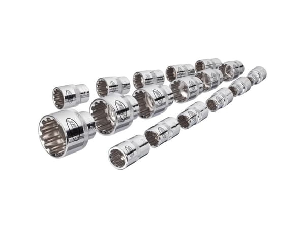 Vigor V1898, Støpselsett, 1/2", 17 hoder, 10,11,12,13,14,15,16,17,18,19,20,21,22,24,27,30,32 mm